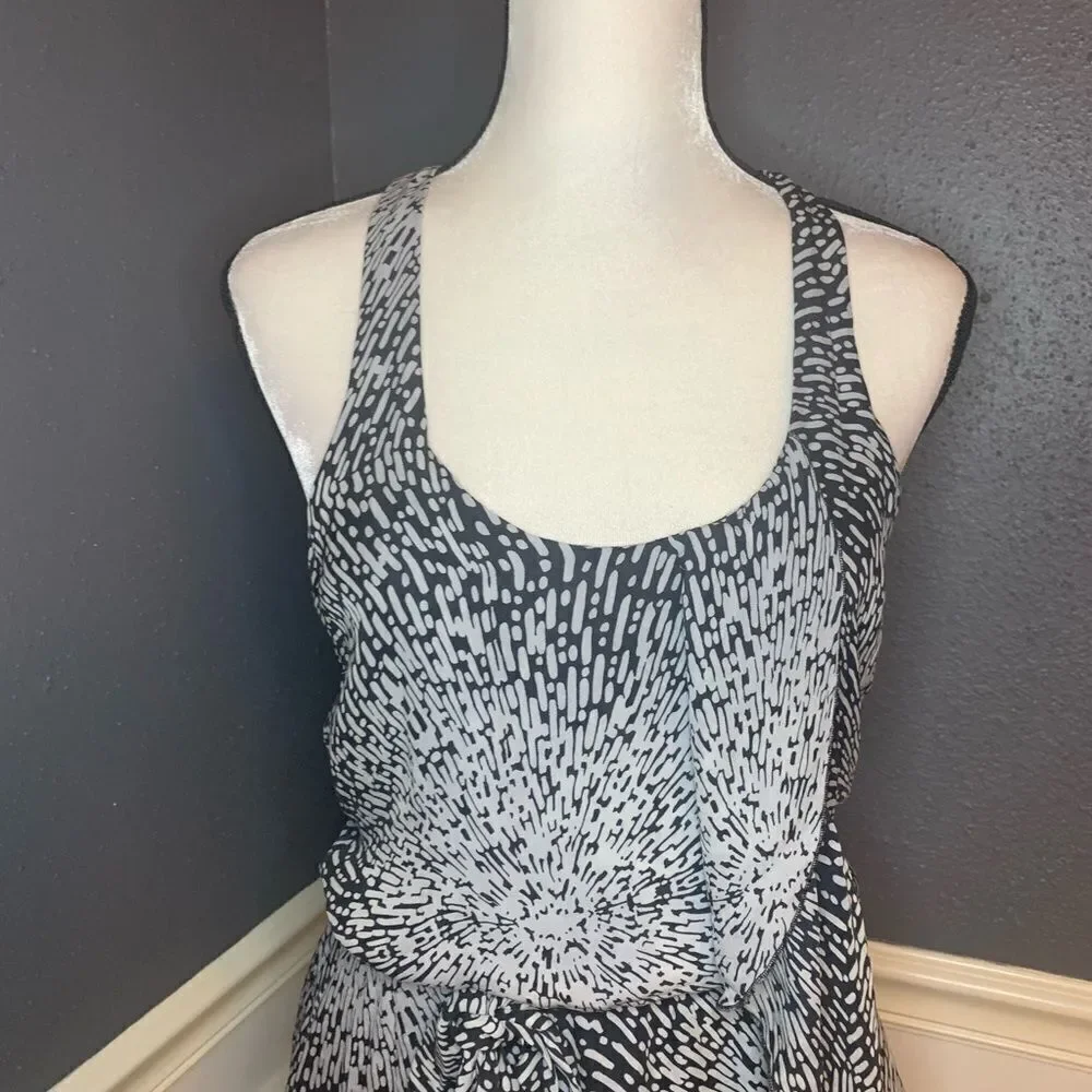 Parker silk cascade ruffle racer back lined dress - Picture 2 of 8
